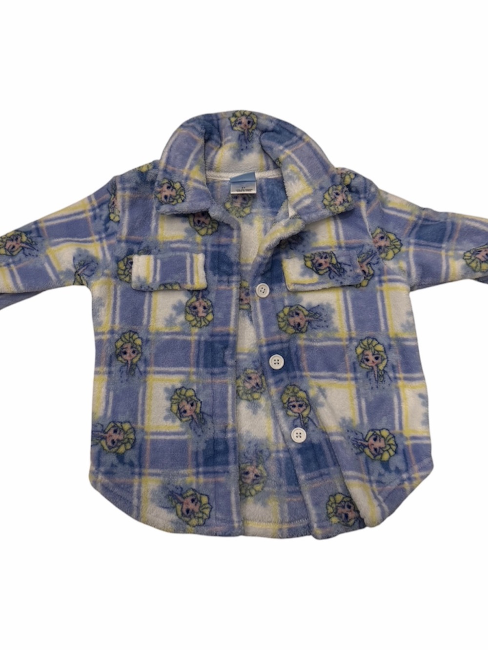 Disney Frozen Elsa Plaid Fleece Button-Up Top